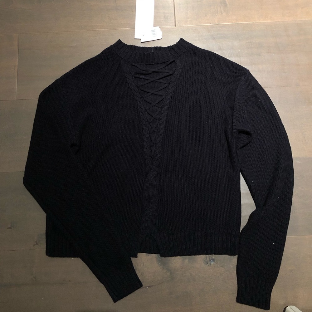 Bec & Bridge Navy Jessie James Lace-Up Sweater